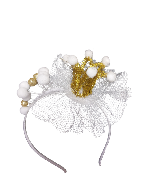 Обруч на новий рік із короною one size біло-золотистий Київ - фото 1