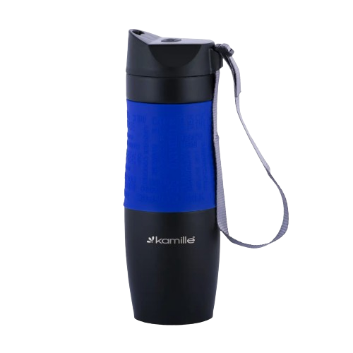 Термочашка 480мл з TPR вставкою і ремінцем нержавіюча сталь (мікс) KAMILLE 2067 Житомир - изображение 2