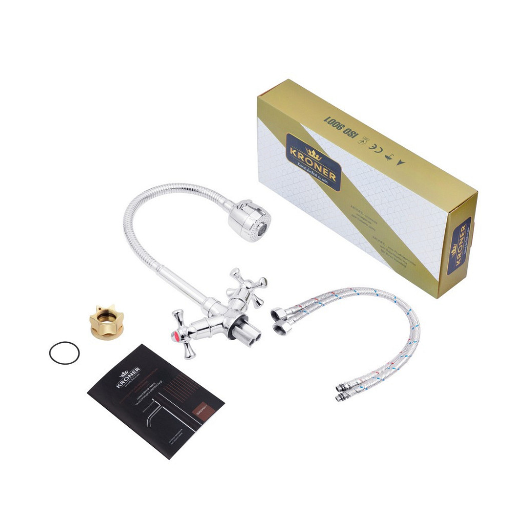 Змішувач для кухні з гнучким виливом Kroner KRM Rhein - C030-1 2 режими лійки Київ - фото 7