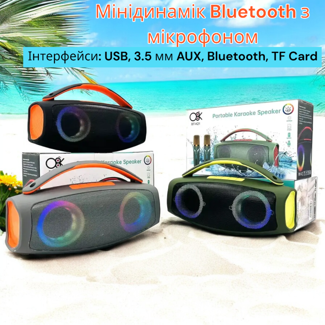 Минидинамик Bluetooth с микрофоном BT-K21 10 Вт USB, 3.5 мм AUX, Bluetooth, TF Card Киев - изображение 1