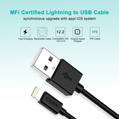 Дата кабель USB 2.0 AM to Lightning 1.2m 2.4A MFI Choetech (IP0026) Вінниця - фото 4