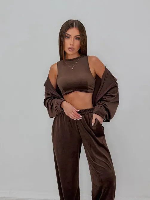 Костюм трійка який складається зі зручного худі на кулісці, стильних штанів та топу Одеса - фото 12