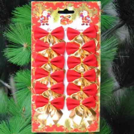 Банти для ялинки 12 штук 50 на 55 мм червоно-золотистий Київ