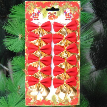 Банти для ялинки 12 штук 50 на 55 мм червоно-золотистий Київ - фото 1