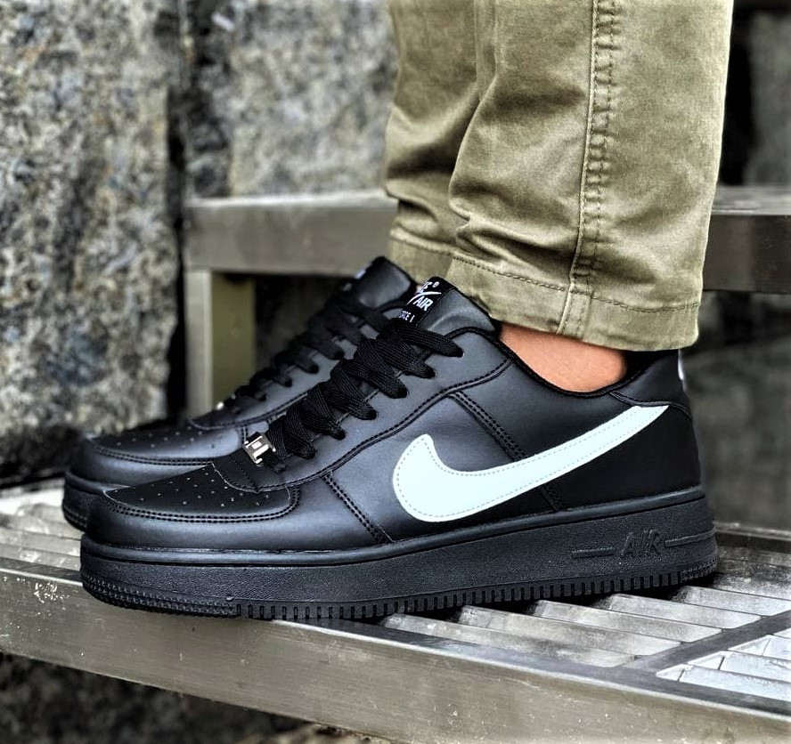 Термо Кросівки Nike Force Чорні Чоловічі Шкіряні Найк Форси Єврозима (розміри: 41,42,43,44,45) Дніпро - фото 3