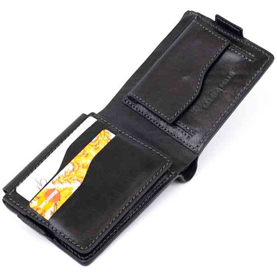 Портмоне горизонтальное Amico на магните на два отделения Черное (GRANDE PELLE) Киев