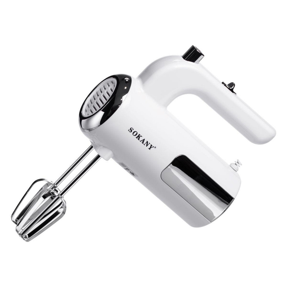 Миксер ручной 2 насадки венчики и крюки для теста белый Sokany SK-02025 Киев - изображение 6