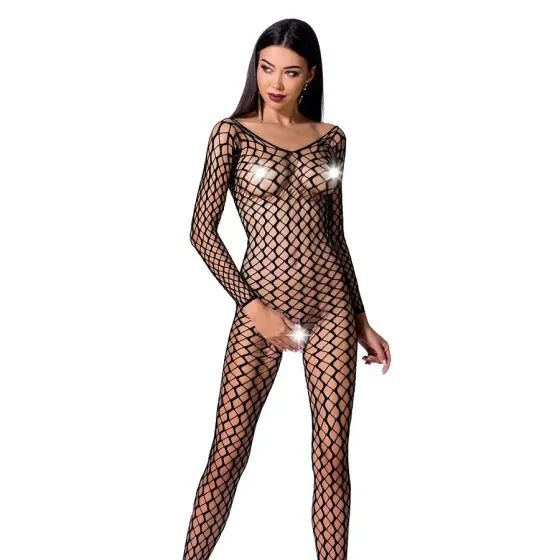 Бодістокінг Passion BS068 black, комбінезон, велика сітка, довгий рукав Львов