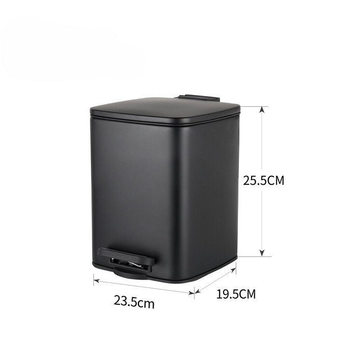 Мусорное ведро с плавным закрытием квадратное Zerix Kubix-TC0106 Black 6 л цвет черный нерж. сталь (ZX5890) Черновцы - изображение 7