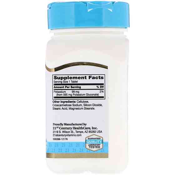 Калій  21st Century Potassium Gluconate 595 mg 110 Tablets Луцьк