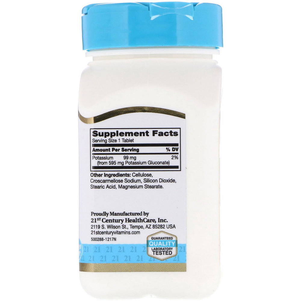 Калій  21st Century Potassium Gluconate 595 mg 110 Tablets Луцьк - фото 2