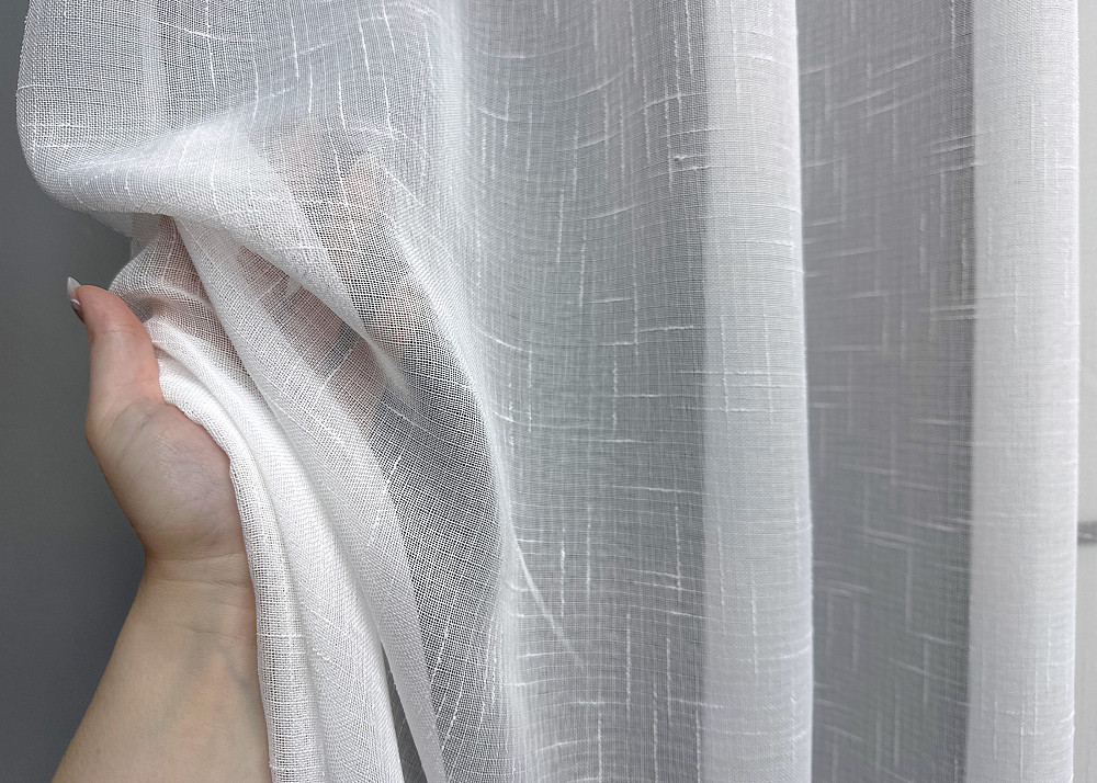 Тюль на люверсах VR-Textil 115т Льон однотонний Білий 400х270 см (47-021) Київ - фото 4