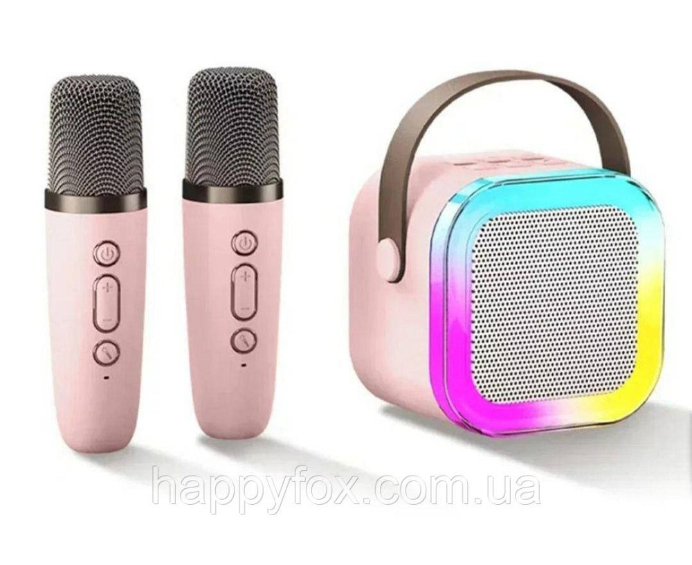 Набір дитячий караоке два бездротових мікрофона/колонка RGB підсвічування Bluetooth Львов - изображение 1