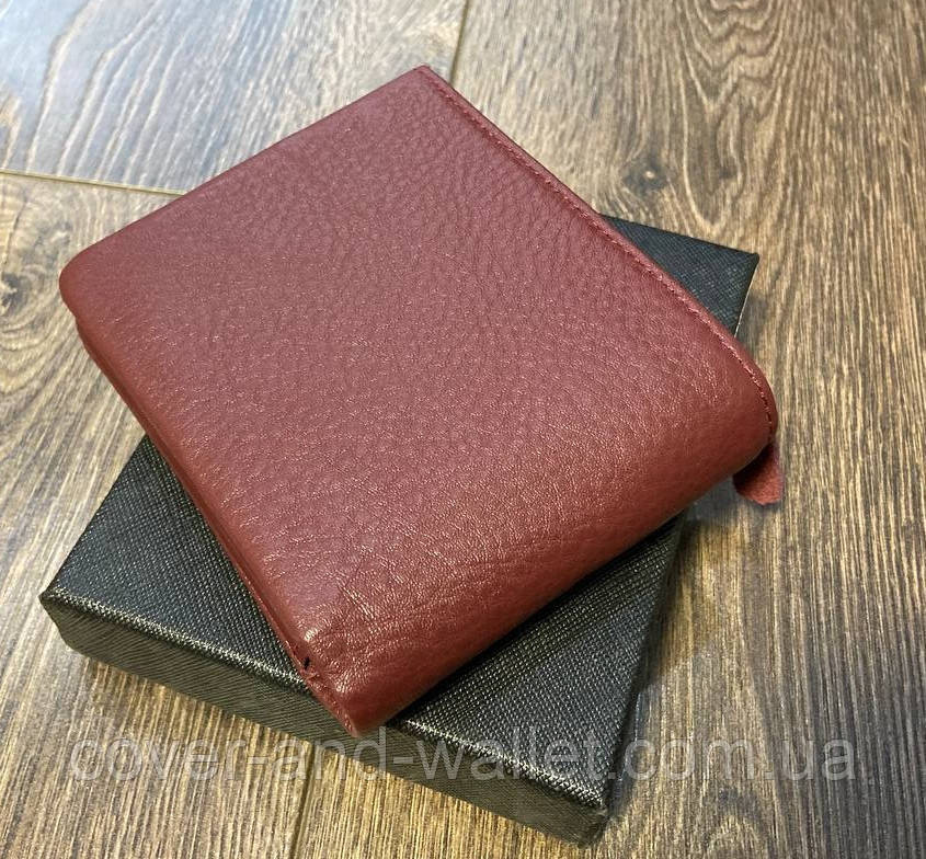 Бордовий компактний шкіряний жіночий гаманець на магнітах H Verde Київ - фото 10