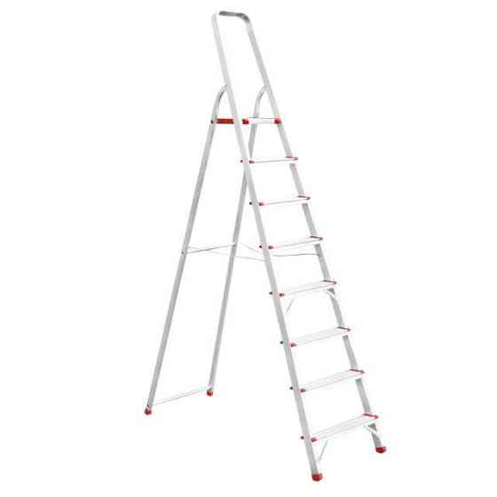 Драбина алюмінієва, 8 сходинок, висота: 2248 мм, висота до платформи: 1720 мм, 150 кг INTERTOOL LT-1008 Київ