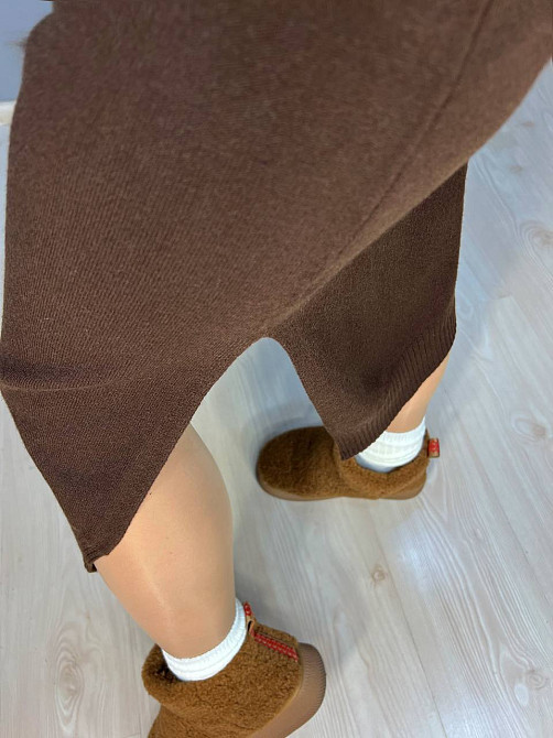 Сукня жіноча Accorddream 2858 светр довга оверсайз комір стійка розріз one size, коричневий, one size Київ - фото 11