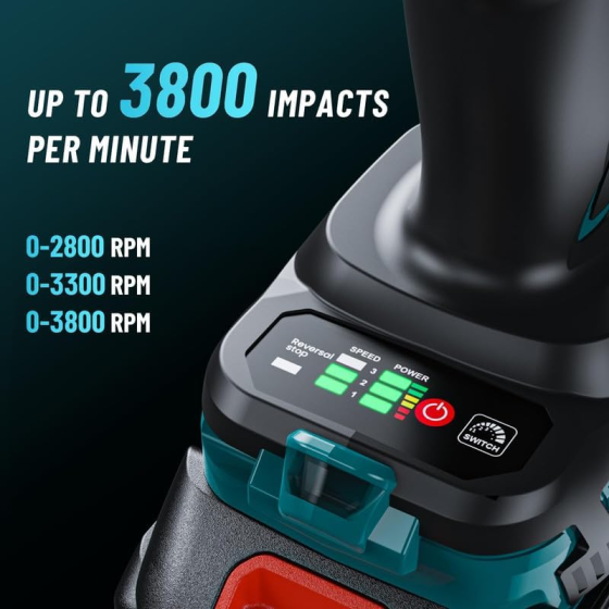 Акумуляторний ударний гайковерт SEESII WH1000 3/4" 1600 Нм 18В безщітковий електричний гайковерт для вантажівок Київ