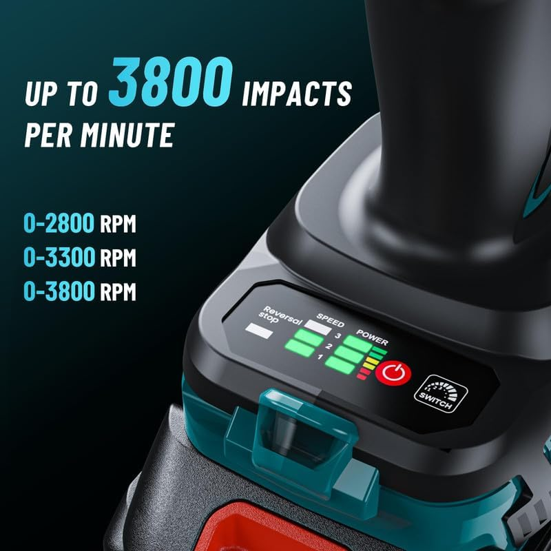 Акумуляторний ударний гайковерт SEESII WH1000 3/4" 1600 Нм 18В безщітковий електричний гайковерт для вантажівок Київ - фото 5