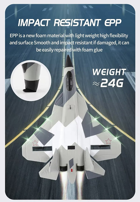 Літак іграшковий на радіокеруванні FX657 SU57 в подарунковій коробці комуфляж сірий Київ - фото 7