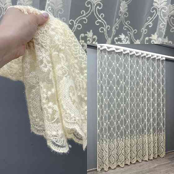 Тюль VR-Textil 1682т Фатин с вышивкой Молочный 300х270 см (42-0730) Киев