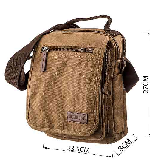 Універсальна текстильна чоловіча сумка на два відділення Vintage 20200 Коричнева Київ