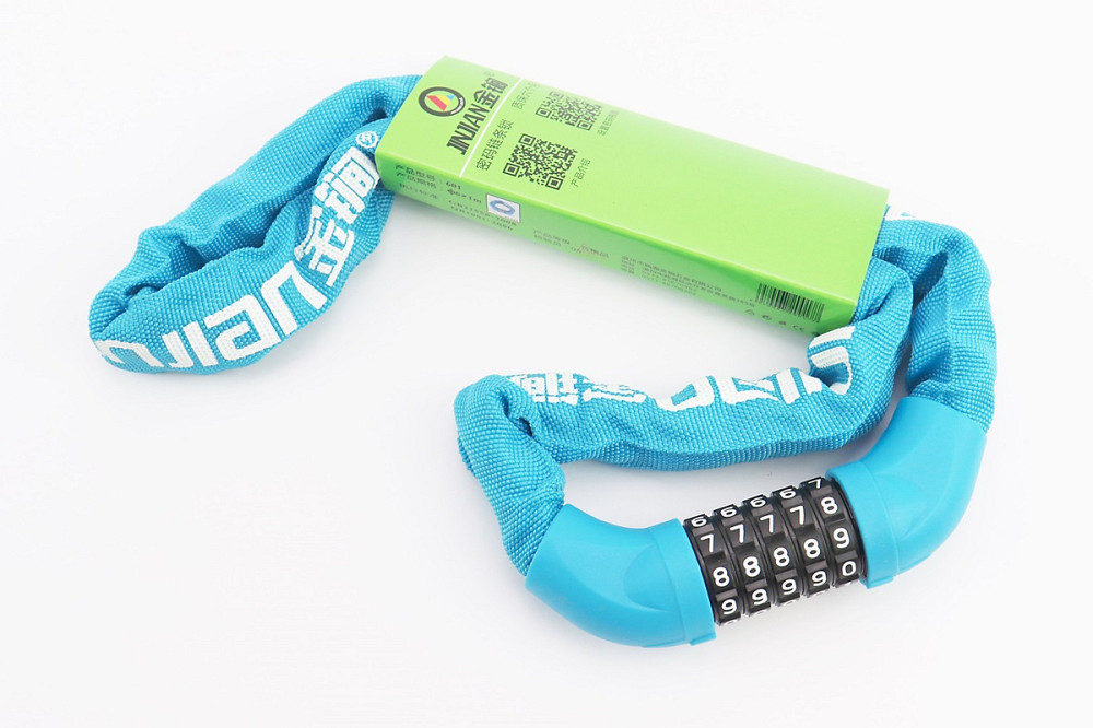 Замок протиугінний ланцюговий 1000х6мм з 5-ти значним кодом, блакитний 601 Київ - фото 1