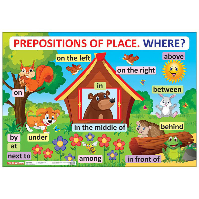 Навчальний плакат Англійська мова Прийменники місця 15104151 формат 61 х 88 см Вінниця - фото 1