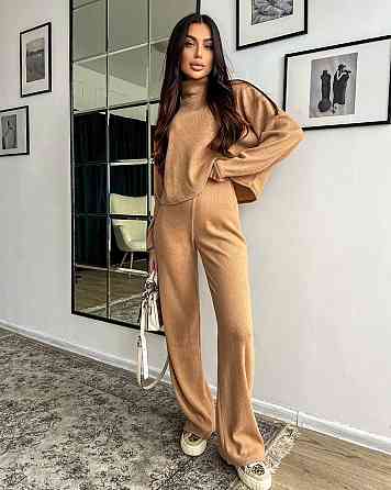 Женский теплый базовый костюм: кофта и брюки ангора рубчик Кемел Одесса