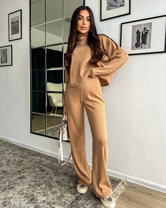 Женский теплый базовый костюм: кофта и брюки ангора рубчик Кемел Одесса - изображение 4
