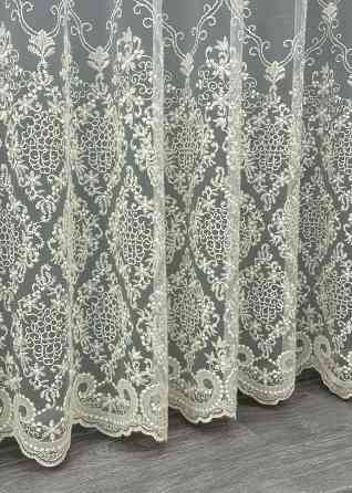 Тюль фатин с вышивкой и люрексом цвет молочный 1682т Киев