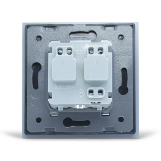 LIVOLO Електрична розетка з заземленням LIVOLO, біла з чорною рамкою, хромованою вставкою, скло Коломыя