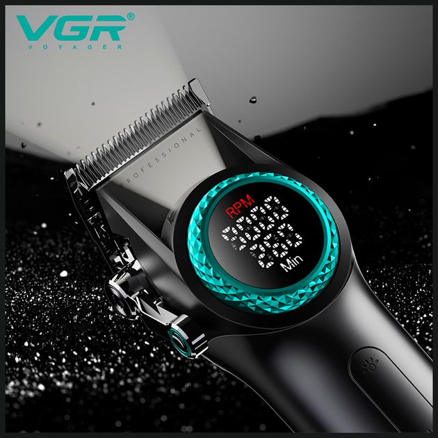Машинка для стрижки VGR V-001 GGB (10 насадок) 4600 mAh LED дисплей Черный Киев - изображение 3