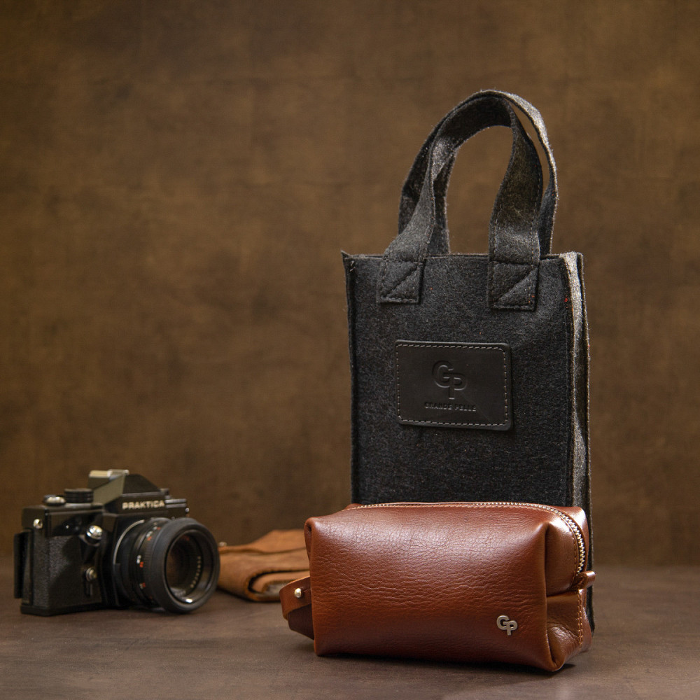 Чоловіча косметичка з натуральної шкіри Коричневий (GRANDE PELLE) Київ - фото 8