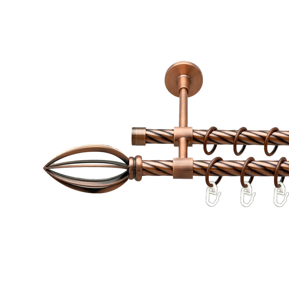 Карниз Orvit Пантеон металевий дворядний закритий скручена труба кільце металеве Мідь 16\16 мм 160 см (00-00025339) Львів - фото 1