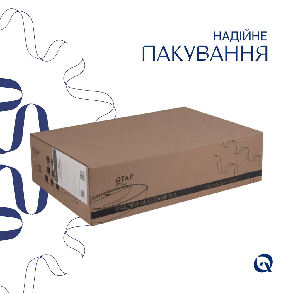 Комплект Qtap Robin: Раковина накладная прямоугольная 600x390x150 мм White + Донный клапан PU02 Киев - изображение 11