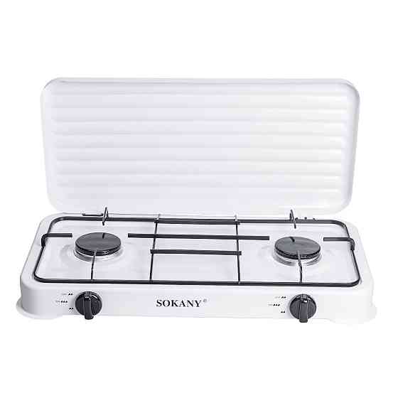 Настільна газова плита на 2 конфорки міні газова плита для балонного газу Біла Sokany SK-6002W Коломия