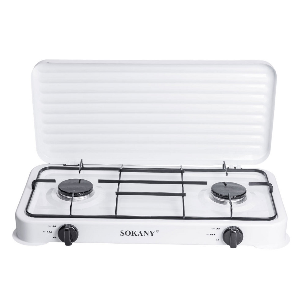 Настільна газова плита на 2 конфорки міні газова плита для балонного газу Біла Sokany SK-6002W Коломия - фото 1