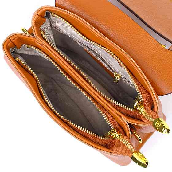 Елегантна сумка жіноча з натуральної шкіри 22073 Vintage Руда Київ