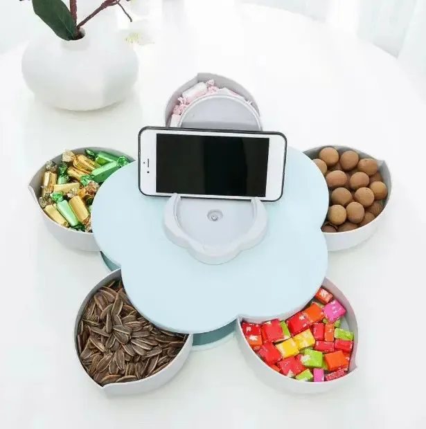 Вращающаяся складная двухъярусная конфетница SUNROZ Flower Candy Box для конфет и фруктов Коломия - фото 4