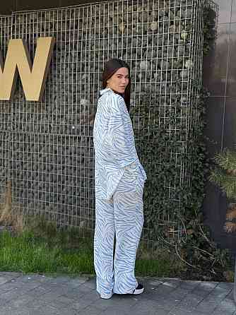 Костюм женский летний лен Голубой Животные принты XS-S Харьков