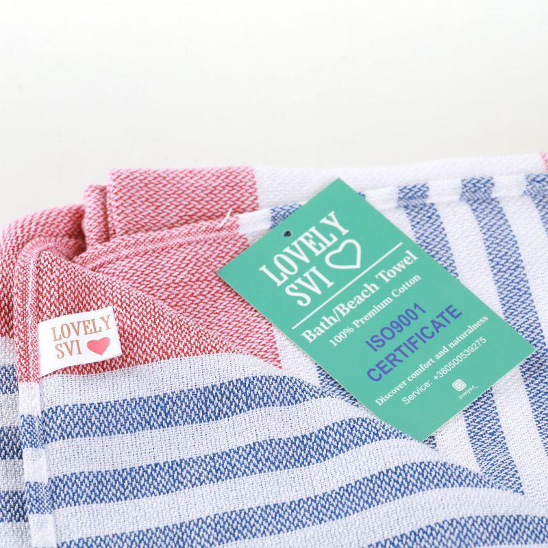 Полотенце пештемаль Lovely Svi хлопковое, пляжное, хамам, spa - XХL 100x180 см Red/Blue Stripes Киев - изображение 2