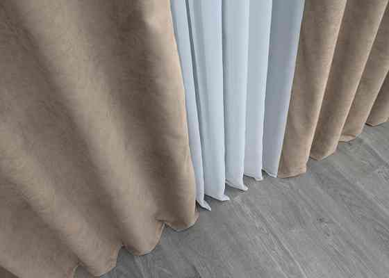 Комплект штор на люверсах VR-Textil Мікровелюр Petek № 1487ш 150х270 см 2 шт Какао (37-0212) Київ