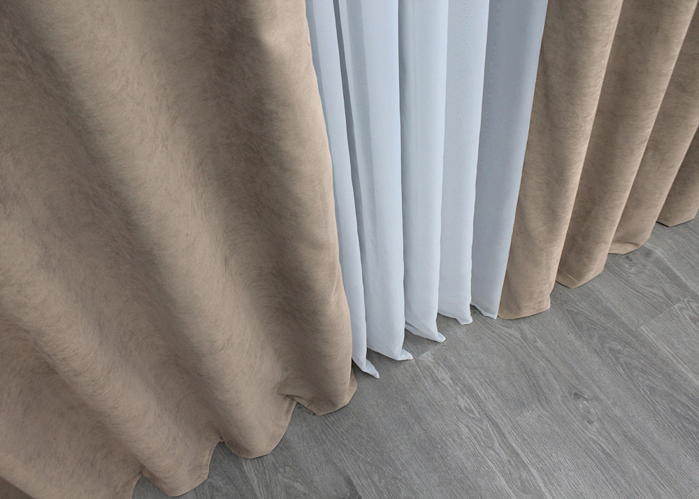 Комплект штор на люверсах VR-Textil Мікровелюр Petek № 1487ш 150х270 см 2 шт Какао (37-0212) Київ - фото 6