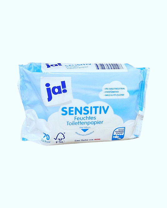 Вологий туалетний папір-серветки Ja! sensetive 70 шт Виноградов - изображение 1