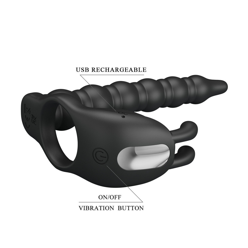 Насадка на член для двойного проникновения - Pretty Love Blackney Vibrating Enhacer Black Sex Aura Киев - изображение 9