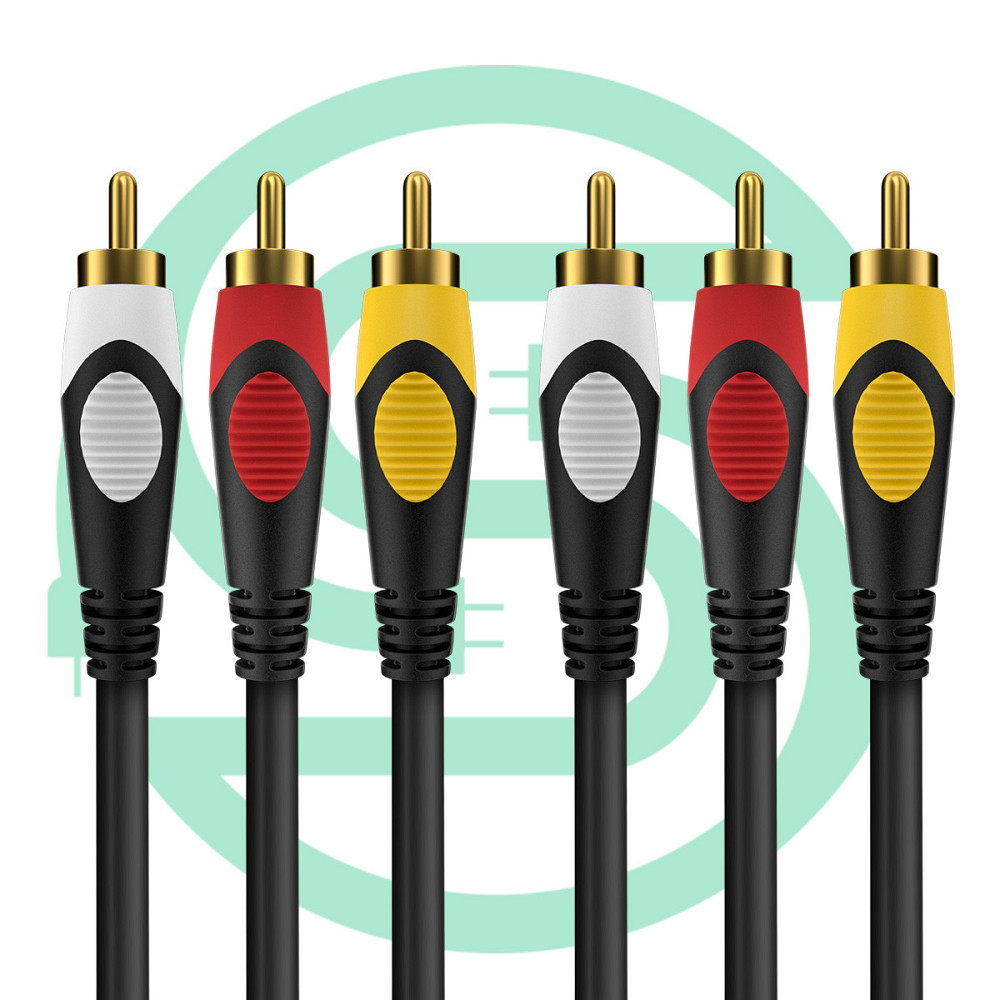 Кабель AV 3 RCA, 1.8 м, позолочені тюльпани для аудіо-візуалу Київ - фото 4