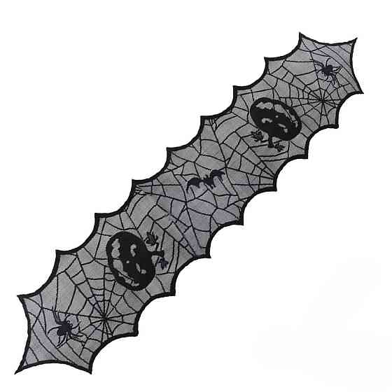 Скатертина на Хелловін Гарбузи доріжка 183 на 46 см чорний Київ