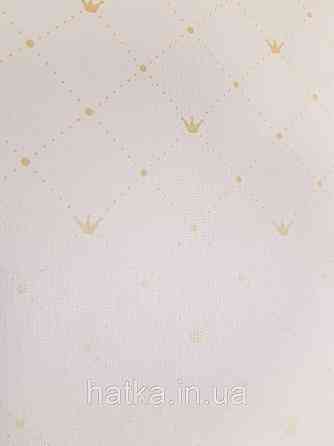 Обои виниловые на флизелине AdaWall Ada Kids метровые детские короны ромбы золотистые на розовом Киев