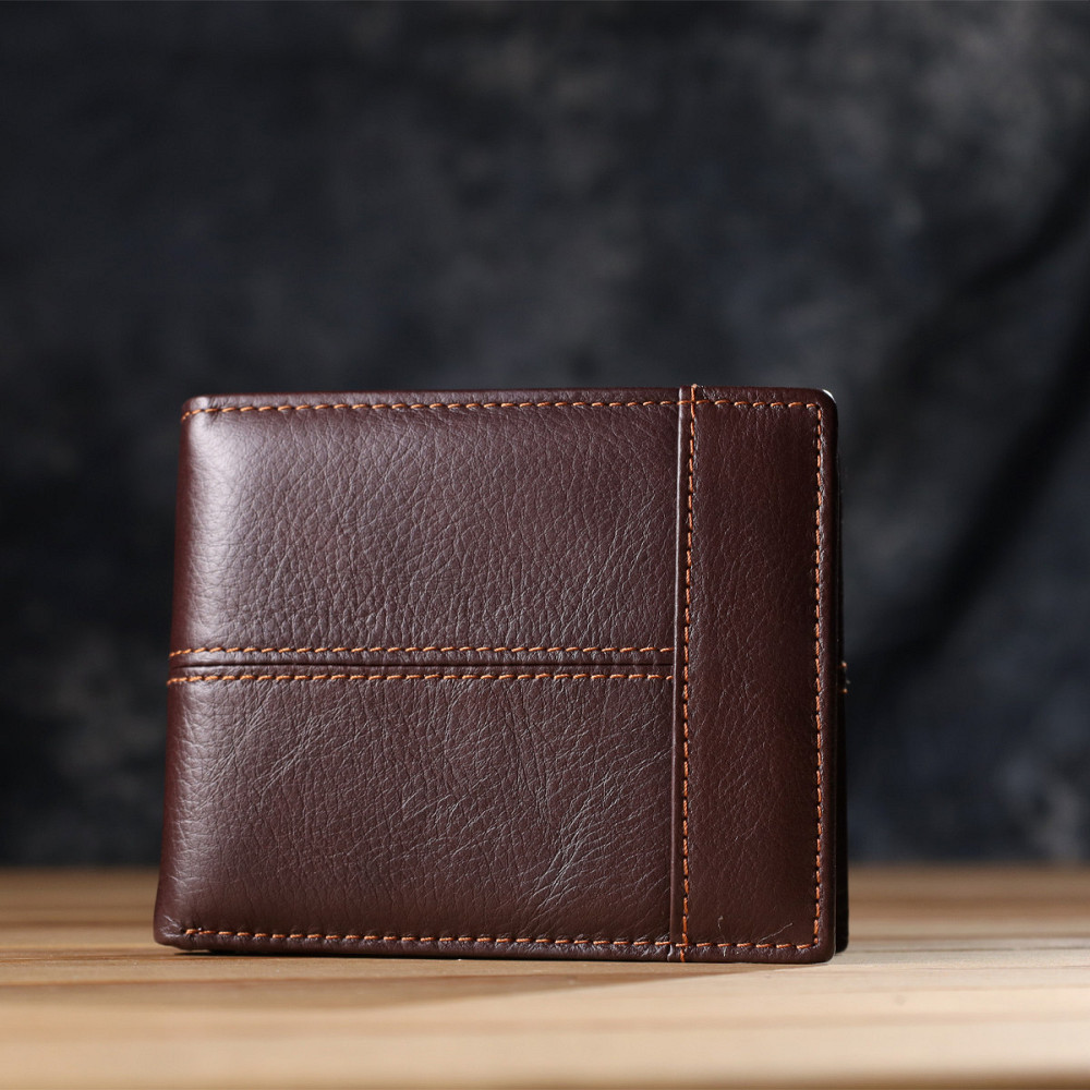 Горизонтальний стильний гаманець з натуральної шкіри Vintage 22888 Коричневий Київ - фото 8