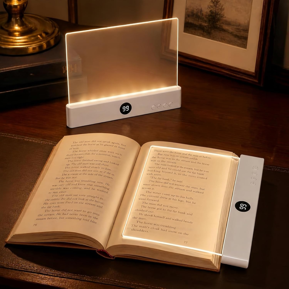 Уценка Плоская лампа для чтения книг USB, 3 цвета 3000–6500K, плавное затемнение 25–100%, таймер 1–99 мин, белая Киев - изображение 3